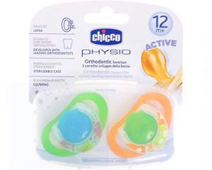 Пустышка латексная Chicco Physio 2013 12+ яркая (2 шт.) Пустышка латексная Chicco Physio 2013 12+ яркая (2 шт.)