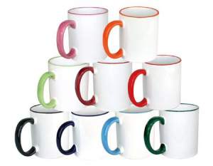 Кружки с цветной ручкой и ободком, печать