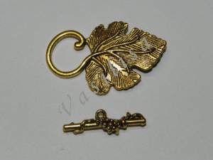Замок тогл Виноградный лист античное золото
