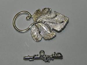 Замок тогл Виноградный лист серебро