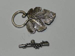 Замок тогл Виноградный лист античное серебро