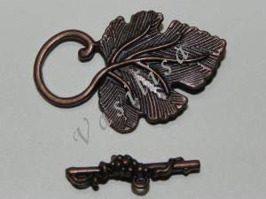 Замок тогл Виноградный лист медь