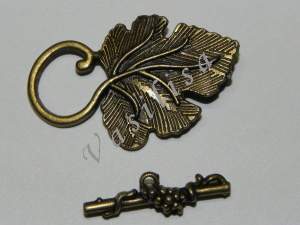 Замок тогл Виноградный лист бронза