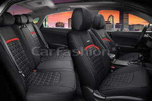 Комплект каркасных чехлов 5D из экокожи «BOOMERANG PLUS» красный/черный 27046 Комплект каркасных чехлов 5D из экокожи «BOOMERANG PLUS» красный/черный 27046